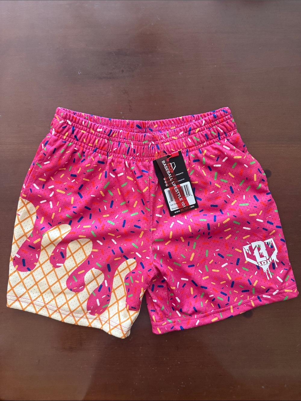 NWT Baseball Lifestyle 101 YM pink ice cream shorts
